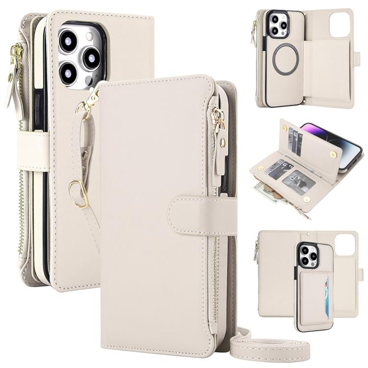 KLT-033 Portafoglio 2 in 1 con cerniera rimovibile e custodia magnetica per telefono con cordino, For iPhone Air, For iPhone 16 Pro Max, For iPhone 16 Pro