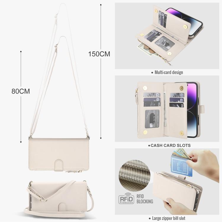 KLT-033 Portafoglio 2 in 1 con cerniera rimovibile e custodia magnetica per telefono con cordino, For iPhone 15 Pro, For iPhone 15 Plus / 14 Plus, For iPhone 15