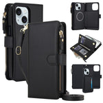 KLT-033 Portafoglio 2 in 1 con cerniera rimovibile e custodia magnetica per telefono con cordino, For iPhone 15 Pro, For iPhone 15 Plus / 14 Plus, For iPhone 15
