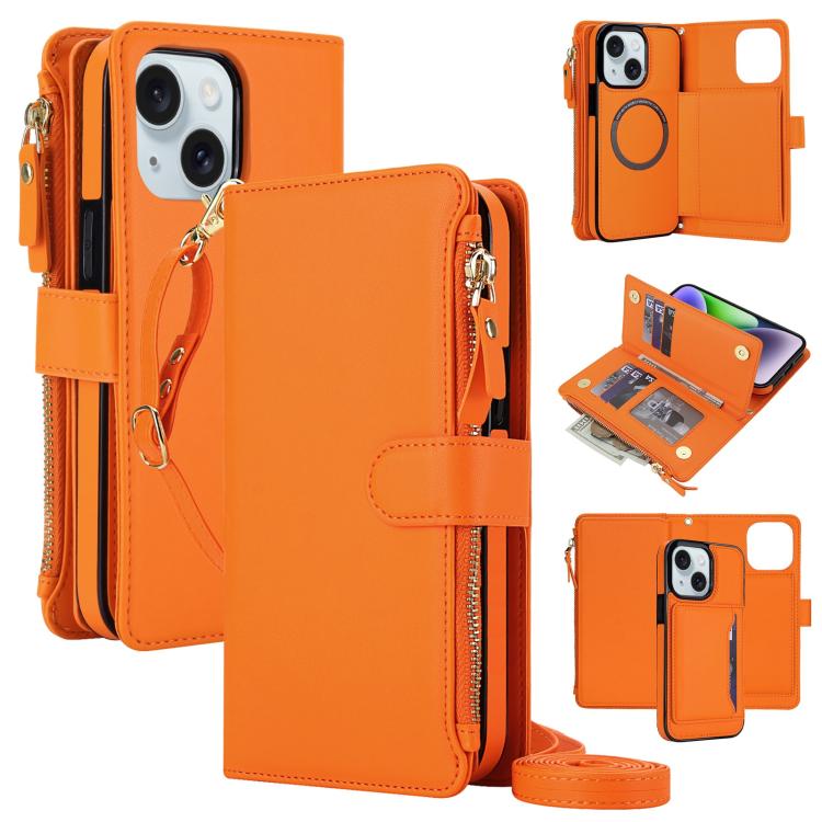 KLT-033 Portafoglio 2 in 1 con cerniera rimovibile e custodia magnetica per telefono con cordino, For iPhone 14 / 13, For iPhone 14 Pro, For iPhone 14 Pro Max
