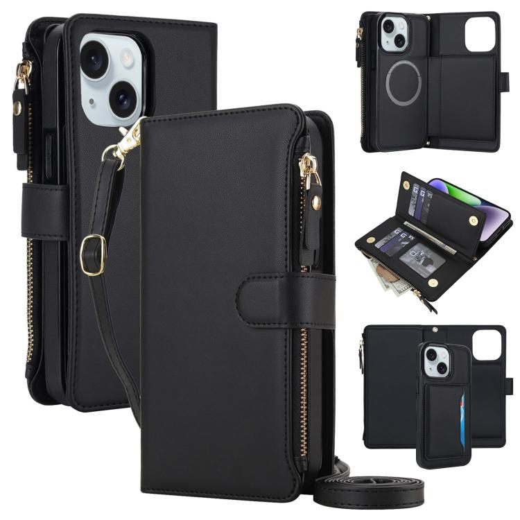 KLT-033 Portafoglio 2 in 1 con cerniera rimovibile e custodia magnetica per telefono con cordino, For iPhone 13 mini, For iPhone 12 / 12 Pro, For iPhone 12 Pro Max