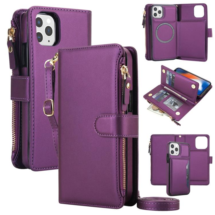 KLT-033 Portafoglio 2 in 1 con cerniera rimovibile e custodia magnetica per telefono con cordino, For iPhone 13 mini, For iPhone 12 / 12 Pro, For iPhone 12 Pro Max