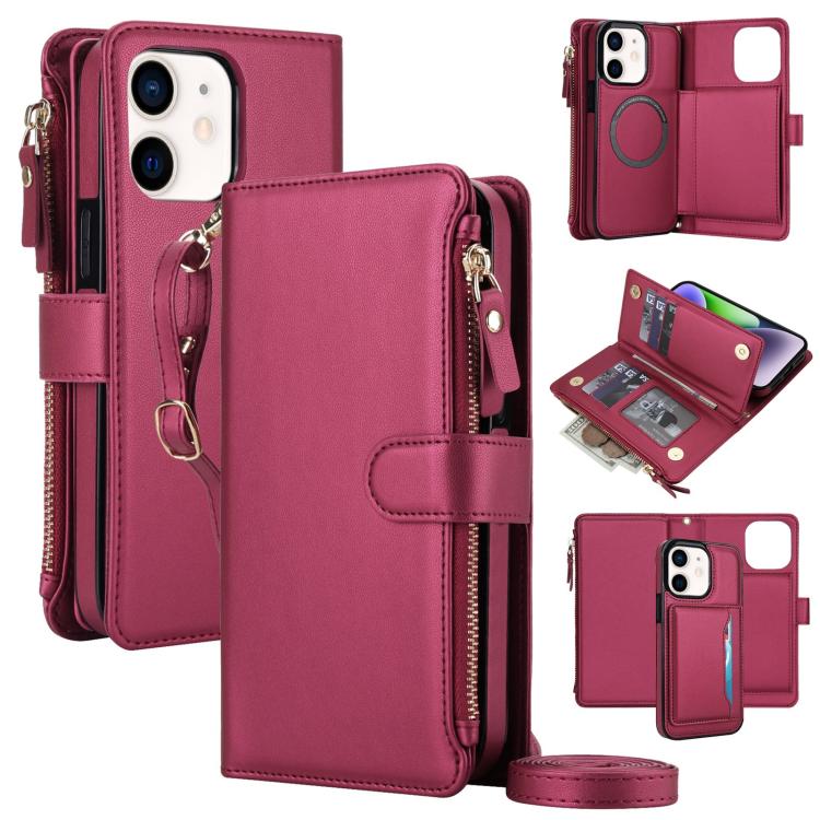KLT-033 Portafoglio 2 in 1 con cerniera rimovibile e custodia magnetica per telefono con cordino, For iPhone 12 mini, For iPhone 11 Pro Max, For iPhone 11