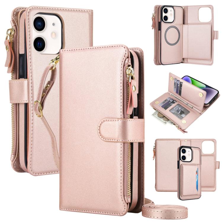 KLT-033 Portafoglio 2 in 1 con cerniera rimovibile e custodia magnetica per telefono con cordino, For iPhone 12 mini, For iPhone 11 Pro Max, For iPhone 11