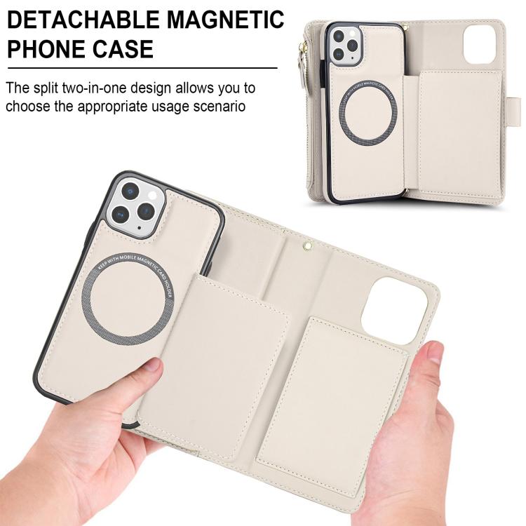 KLT-033 Portafoglio 2 in 1 con cerniera rimovibile e custodia magnetica per telefono con cordino, For iPhone 11 Pro, For iPhone X / XS, For iPhone XR