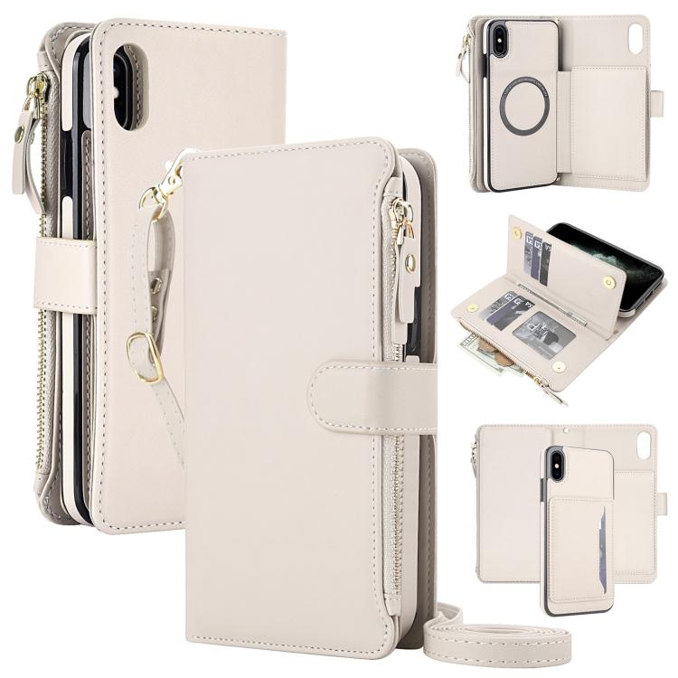KLT-033 Portafoglio 2 in 1 con cerniera rimovibile e custodia magnetica per telefono con cordino, For iPhone XS Max, For iPhone 8 Plus / 7 Plus