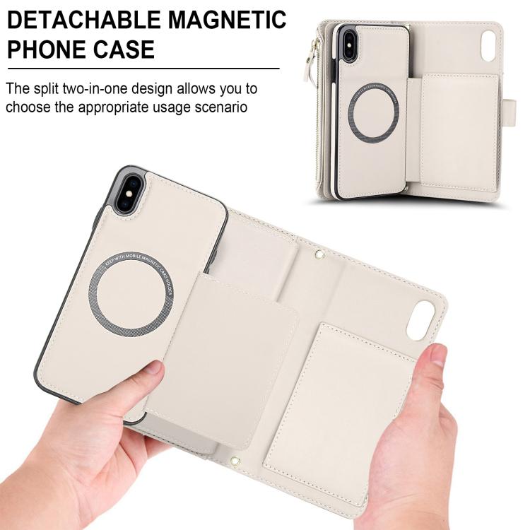 KLT-033 Portafoglio 2 in 1 con cerniera rimovibile e custodia magnetica per telefono con cordino, For iPhone XS Max, For iPhone 8 Plus / 7 Plus