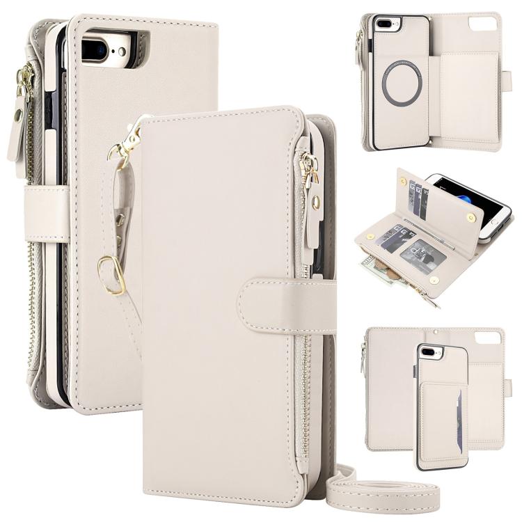 KLT-033 Portafoglio 2 in 1 con cerniera rimovibile e custodia magnetica per telefono con cordino, For iPhone XS Max, For iPhone 8 Plus / 7 Plus