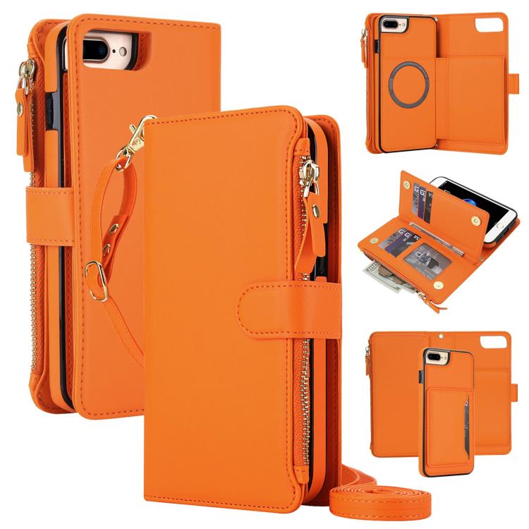 KLT-033 Portafoglio 2 in 1 con cerniera rimovibile e custodia magnetica per telefono con cordino, For iPhone XS Max, For iPhone 8 Plus / 7 Plus