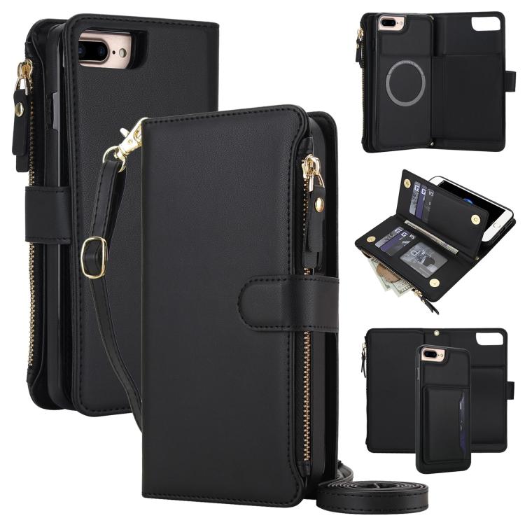 KLT-033 Portafoglio 2 in 1 con cerniera rimovibile e custodia magnetica per telefono con cordino, For iPhone XS Max, For iPhone 8 Plus / 7 Plus