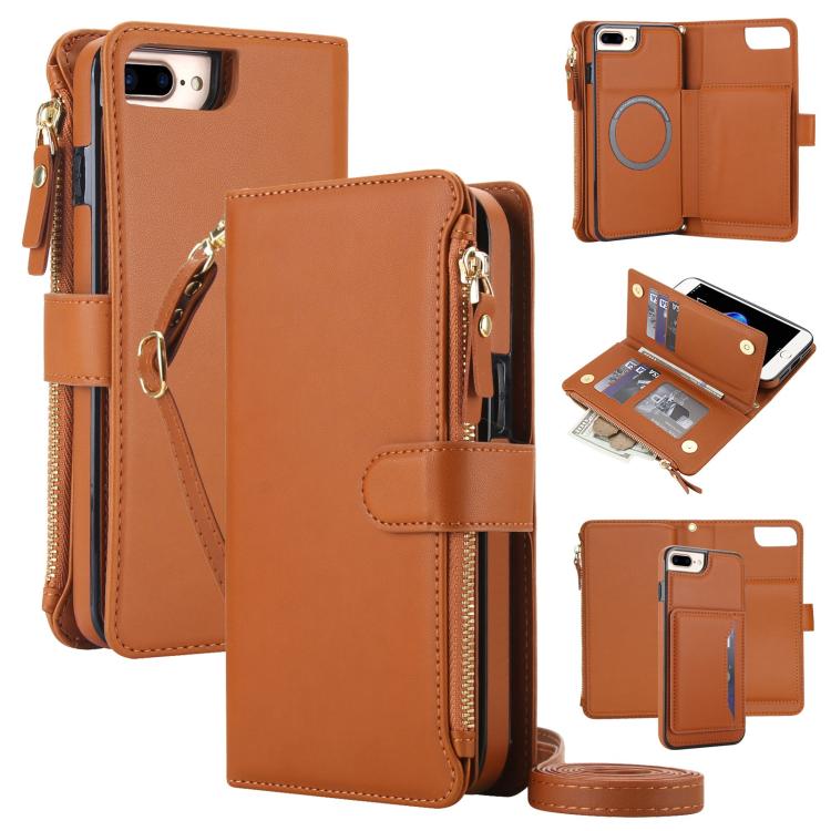 KLT-033 Portafoglio 2 in 1 con cerniera rimovibile e custodia magnetica per telefono con cordino, For iPhone XS Max, For iPhone 8 Plus / 7 Plus