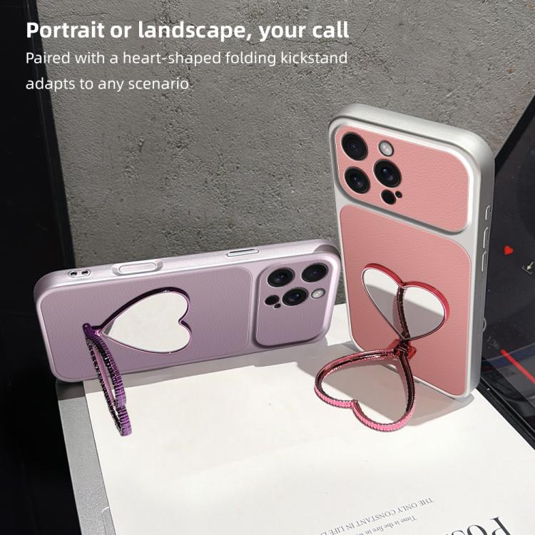 Custodia per telefono antiurto serie agnello con effetto pelle e specchietto a forma di cuore, For iPhone 15 Pro Max, For iPhone 15 Pro, For iPhone 15 Plus, For iPhone 15