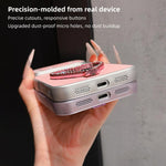 Custodia per telefono antiurto serie agnello con effetto pelle e specchietto a forma di cuore, For iPhone 15 Pro Max, For iPhone 15 Pro, For iPhone 15 Plus, For iPhone 15