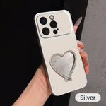 Custodia per telefono antiurto serie agnello con effetto pelle e specchietto a forma di cuore, For iPhone 15 Pro Max, For iPhone 15 Pro, For iPhone 15 Plus, For iPhone 15