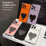 Custodia per telefono antiurto serie agnello con effetto pelle e specchietto a forma di cuore, For iPhone 16 Pro Max, For iPhone 16 Pro, For iPhone 16 Plus, For iPhone 16