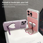 Custodia per telefono antiurto serie agnello con effetto pelle e specchietto a forma di cuore, For iPhone 16 Pro Max, For iPhone 16 Pro, For iPhone 16 Plus, For iPhone 16