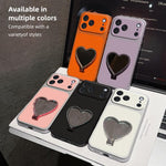 Custodia per telefono antiurto serie agnello con effetto pelle e specchietto a forma di cuore, For iPhone 17 Pro Max, For iPhone 17 Pro, For iPhone 17, For iPhone Air