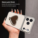 Custodia per telefono antiurto serie agnello con effetto pelle e specchietto a forma di cuore, For iPhone 17 Pro Max, For iPhone 17 Pro, For iPhone 17, For iPhone Air