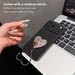 Custodia per telefono antiurto serie agnello con effetto pelle e specchietto a forma di cuore, For iPhone 17 Pro Max, For iPhone 17 Pro, For iPhone 17, For iPhone Air