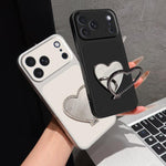 Custodia per telefono antiurto serie agnello con effetto pelle e specchietto a forma di cuore, For iPhone 17 Pro Max, For iPhone 17 Pro, For iPhone 17, For iPhone Air