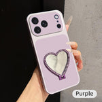 Custodia per telefono antiurto serie agnello con effetto pelle e specchietto a forma di cuore, For iPhone 17 Pro Max, For iPhone 17 Pro, For iPhone 17, For iPhone Air