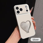 Custodia per telefono antiurto serie agnello con effetto pelle e specchietto a forma di cuore, For iPhone 17 Pro Max, For iPhone 17 Pro, For iPhone 17, For iPhone Air