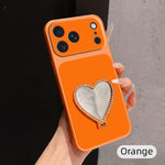Custodia per telefono antiurto serie agnello con effetto pelle e specchietto a forma di cuore, For iPhone 17 Pro Max, For iPhone 17 Pro, For iPhone 17, For iPhone Air