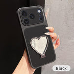 Custodia per telefono antiurto serie agnello con effetto pelle e specchietto a forma di cuore, For iPhone 17 Pro Max, For iPhone 17 Pro, For iPhone 17, For iPhone Air