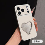 Custodia per telefono antiurto serie agnello con effetto pelle e specchietto a forma di cuore, For iPhone 17 Pro Max, For iPhone 17 Pro, For iPhone 17, For iPhone Air