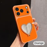 Custodia per telefono antiurto serie agnello con effetto pelle e specchietto a forma di cuore, For iPhone 17 Pro Max, For iPhone 17 Pro, For iPhone 17, For iPhone Air