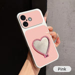 Custodia per telefono antiurto serie agnello con effetto pelle e specchietto a forma di cuore, For iPhone 17 Pro Max, For iPhone 17 Pro, For iPhone 17, For iPhone Air