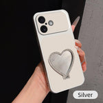 Custodia per telefono antiurto serie agnello con effetto pelle e specchietto a forma di cuore, For iPhone 17 Pro Max, For iPhone 17 Pro, For iPhone 17, For iPhone Air