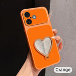Custodia per telefono antiurto serie agnello con effetto pelle e specchietto a forma di cuore, For iPhone 17 Pro Max, For iPhone 17 Pro, For iPhone 17, For iPhone Air