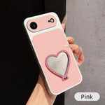 Custodia per telefono antiurto serie agnello con effetto pelle e specchietto a forma di cuore, For iPhone 17 Pro Max, For iPhone 17 Pro, For iPhone 17, For iPhone Air