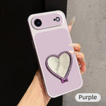 Custodia per telefono antiurto serie agnello con effetto pelle e specchietto a forma di cuore, For iPhone 17 Pro Max, For iPhone 17 Pro, For iPhone 17, For iPhone Air