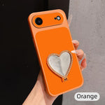 Custodia per telefono antiurto serie agnello con effetto pelle e specchietto a forma di cuore, For iPhone 17 Pro Max, For iPhone 17 Pro, For iPhone 17, For iPhone Air