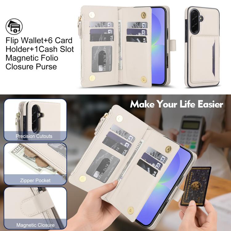 KLT-033 Portafoglio 2 in 1 con cerniera rimovibile e custodia magnetica per telefono con cordino, For Galaxy A36 5G / A56 5G, For Galaxy A16 5G, For Galaxy A15 5G / 4G