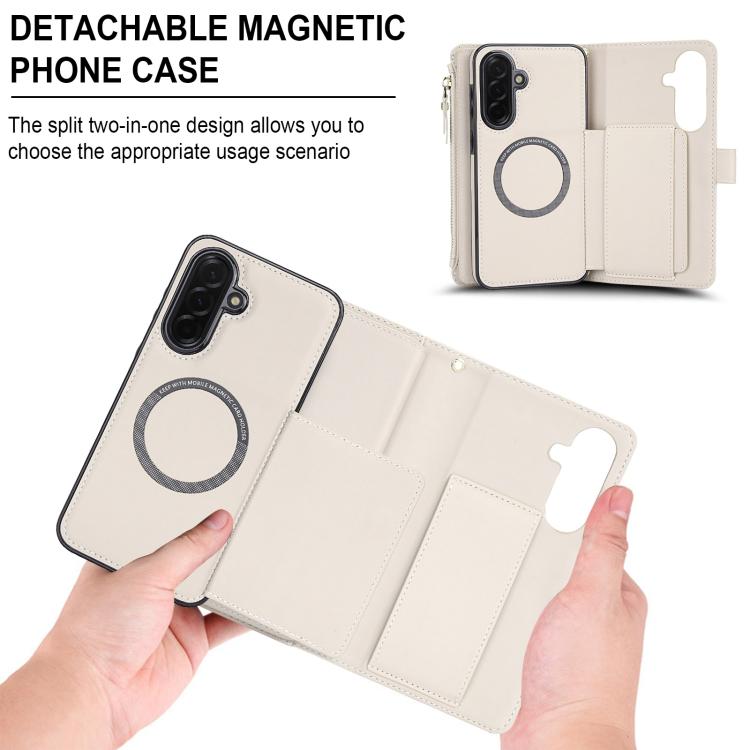 KLT-033 Portafoglio 2 in 1 con cerniera rimovibile e custodia magnetica per telefono con cordino, For Galaxy A36 5G / A56 5G, For Galaxy A16 5G, For Galaxy A15 5G / 4G