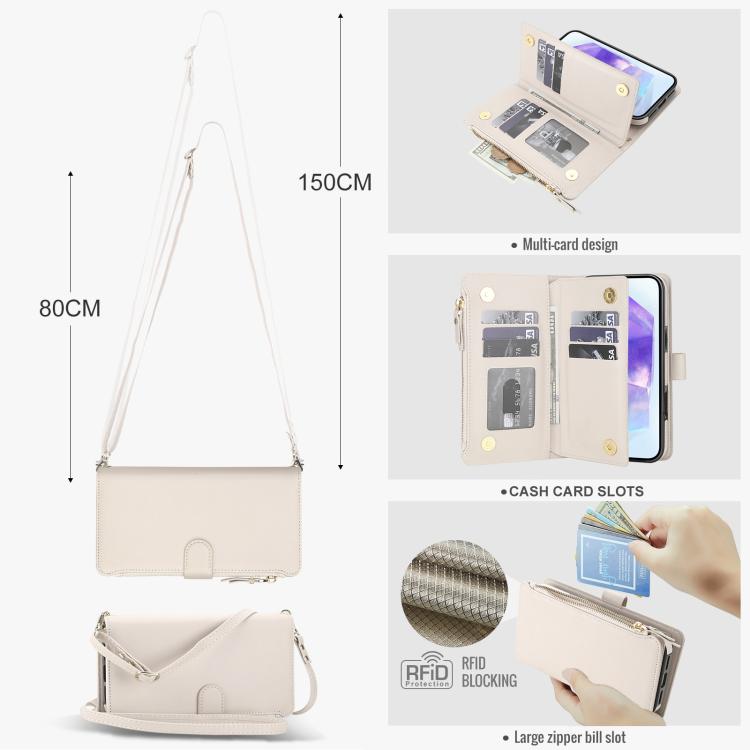 KLT-033 Portafoglio 2 in 1 con cerniera rimovibile e custodia magnetica per telefono con cordino, For Galaxy A55 5G, For Galaxy A35 5G, For Galaxy A54 5G