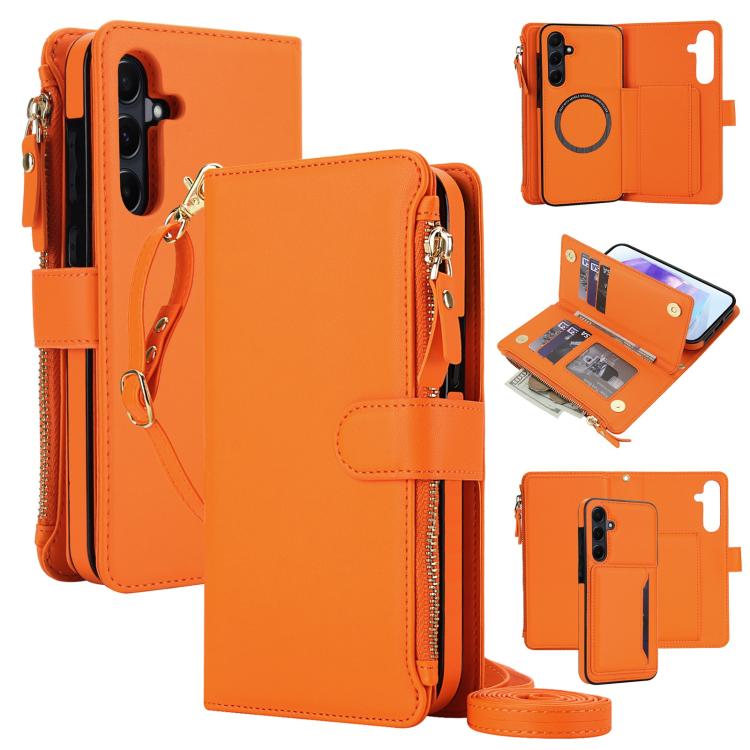 KLT-033 Portafoglio 2 in 1 con cerniera rimovibile e custodia magnetica per telefono con cordino, For Galaxy A55 5G, For Galaxy A35 5G, For Galaxy A54 5G