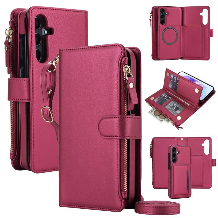 KLT-033 Portafoglio 2 in 1 con cerniera rimovibile e custodia magnetica per telefono con cordino, For Galaxy A55 5G, For Galaxy A35 5G, For Galaxy A54 5G