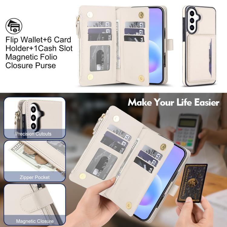 KLT-033 Portafoglio 2 in 1 con cerniera rimovibile e custodia magnetica per telefono con cordino, For Galaxy A57 5G, For Galaxy A37 5G, For Galaxy A26 5G / A17 5G