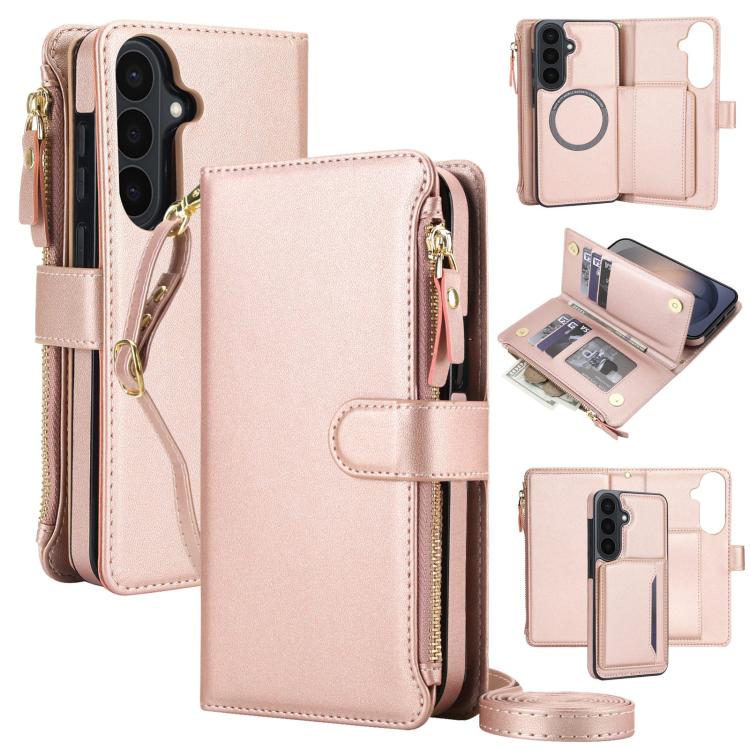KLT-033 Portafoglio 2 in 1 con cerniera rimovibile e custodia magnetica per telefono con cordino, For Galaxy S26 FE 5G, For Galaxy S26+ 5G, For Galaxy S26 Ultra 5G