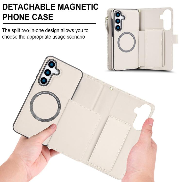 KLT-033 Portafoglio 2 in 1 con cerniera rimovibile e custodia magnetica per telefono con cordino, For Galaxy S25 5G, For Galaxy S25+ 5G, For Galaxy S25 Ultra 5G