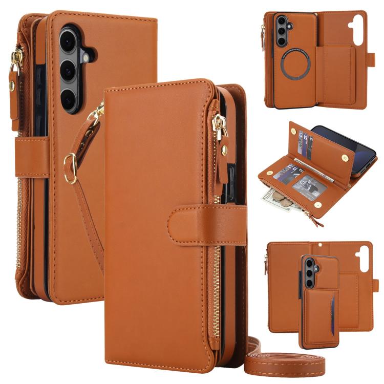 KLT-033 Portafoglio 2 in 1 con cerniera rimovibile e custodia magnetica per telefono con cordino, For Galaxy S24 FE 5G, For Galaxy S24 Ultra 5G, For Galaxy S24+ 5G
