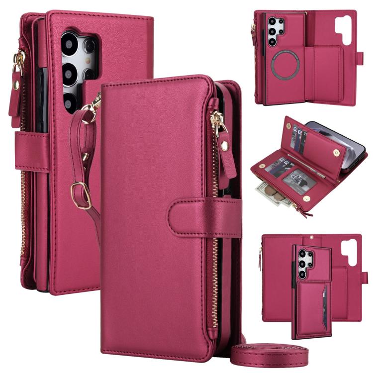 KLT-033 Portafoglio 2 in 1 con cerniera rimovibile e custodia magnetica per telefono con cordino, For Galaxy S24 FE 5G, For Galaxy S24 Ultra 5G, For Galaxy S24+ 5G