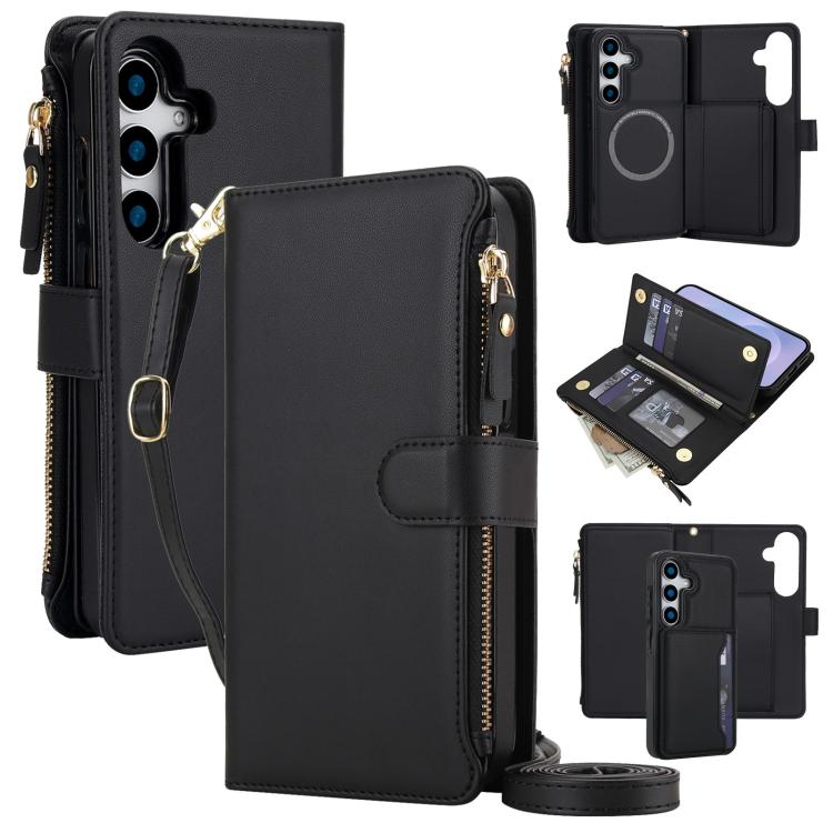 KLT-033 Portafoglio 2 in 1 con cerniera rimovibile e custodia magnetica per telefono con cordino, For Galaxy S24 FE 5G, For Galaxy S24 Ultra 5G, For Galaxy S24+ 5G