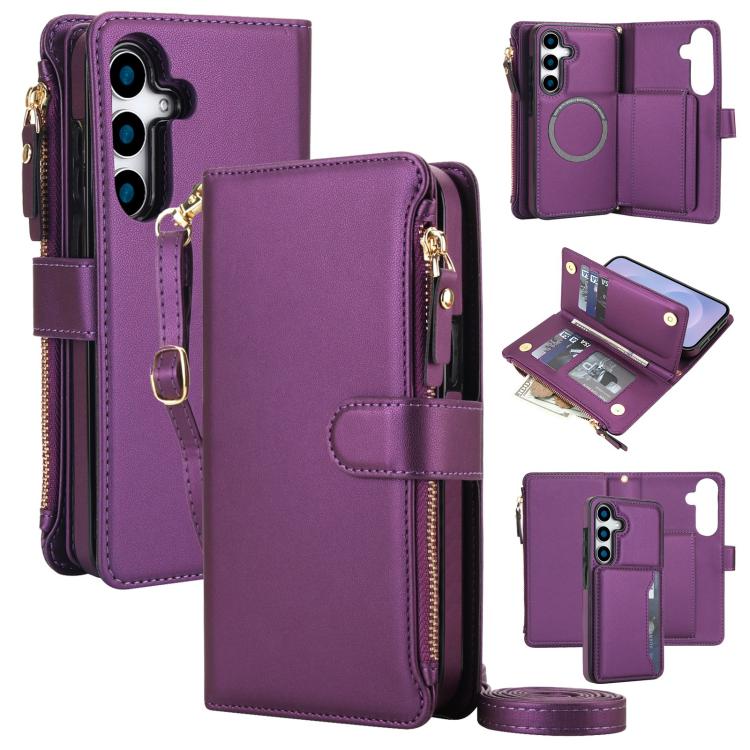 KLT-033 Portafoglio 2 in 1 con cerniera rimovibile e custodia magnetica per telefono con cordino, For Galaxy S24 FE 5G, For Galaxy S24 Ultra 5G, For Galaxy S24+ 5G