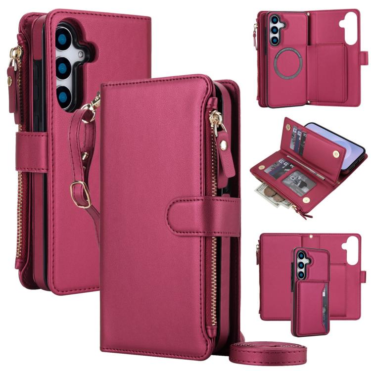KLT-033 Portafoglio 2 in 1 con cerniera rimovibile e custodia magnetica per telefono con cordino, For Galaxy S24 5G, For Galaxy S23 FE 5G, For Galaxy S23 Ultra 5G