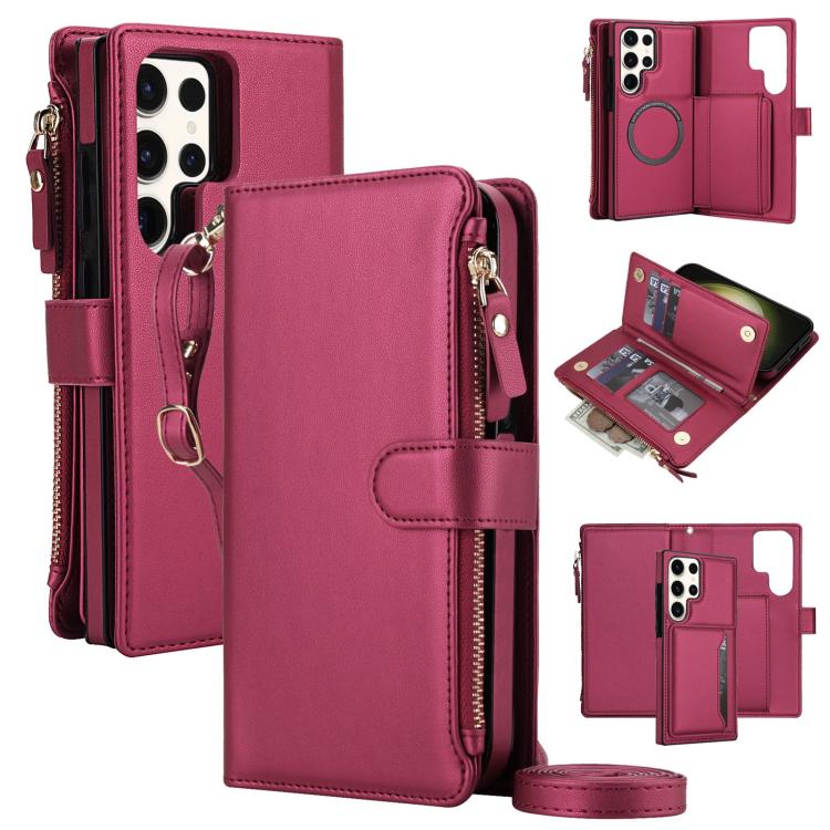 KLT-033 Portafoglio 2 in 1 con cerniera rimovibile e custodia magnetica per telefono con cordino, For Galaxy S24 5G, For Galaxy S23 FE 5G, For Galaxy S23 Ultra 5G